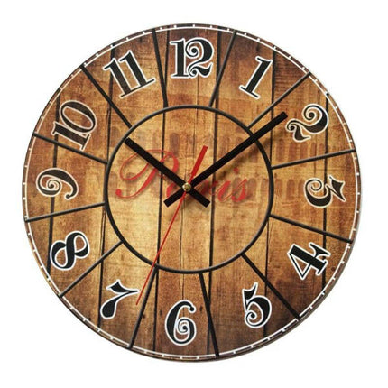 Landelijke houten wandklok met Parijs thema