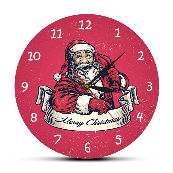 Rode kerst wandklok met kerstman