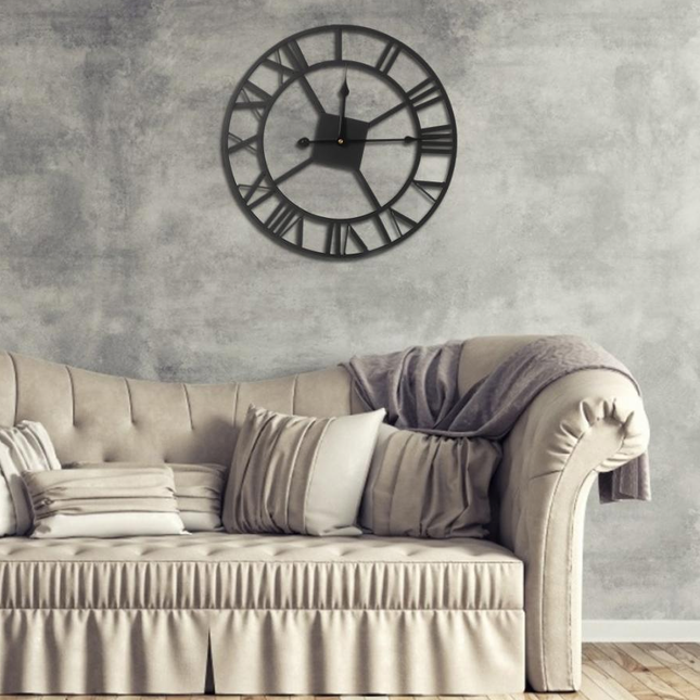 Grote metalen wandklok Romeinse cijfers