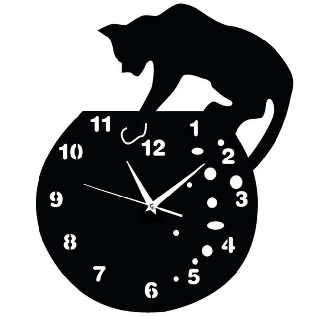 Wandklok met kat en vissen design